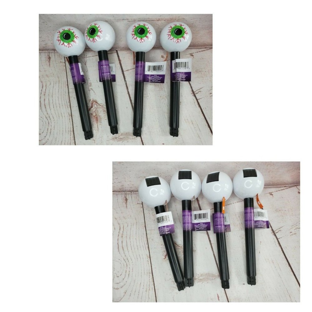 4 Halloween Eyeball Solar Light Garden Decor